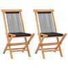 vidaXL Chaises pliantes (2 pi&egrave;ces) en teck massif et corde
