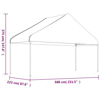 vidaXL Belvédère avec toit blanc 5,88x2,23x3,75 m polyéthylène