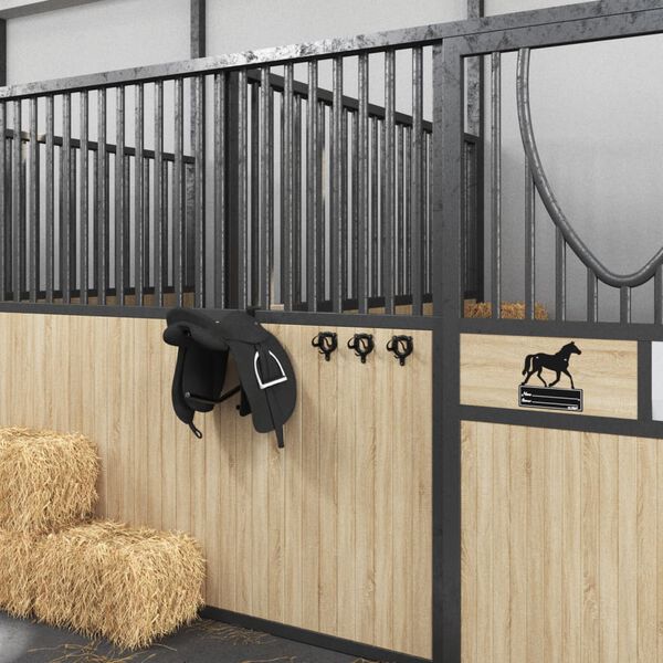 vidaXL Porte-brides 3 pcs mural noir fer