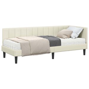 vidaXL Cadre de lit d'angle avec matelas 2 pc Cr&egrave;me 80 x 200 cm