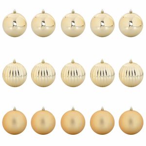 vidaXL Ensemble de Boules de Noël 15 pcs Doré Plastique