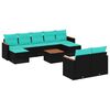 vidaXL Ensemble de canap&eacute; de jardin 10 pcs avec coussins noir r&eacute;sine tress&eacute;e