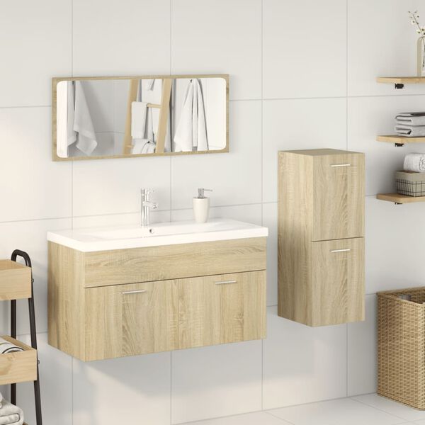vidaXL Ensemble de meubles de salle de bain 3 pcs ch&ecirc;ne sonoma