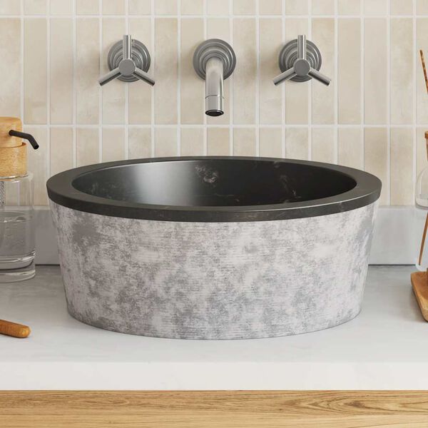 vidaXL Lavabo Noir &Oslash;40x15 cm Marbre