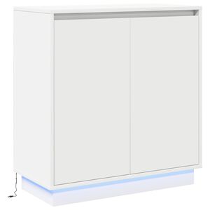 vidaXL Buffet LED Blanc 71 x 34,5 x 75 cm Bois d'ing&eacute;nierie
