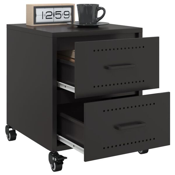 vidaXL Table de chevet noir 36x39x43,5 cm acier