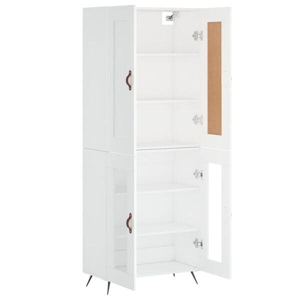 vidaXL Buffet haut Blanc 69,5x34x180 cm Bois d'ing&eacute;nierie