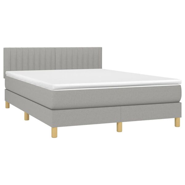 vidaXL Sommier &agrave; lattes de lit avec matelas Gris clair 140x190cm Tissu
