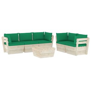 vidaXL Salon de jardin palette 6 pcs avec coussins bois d'&eacute;pic&eacute;a