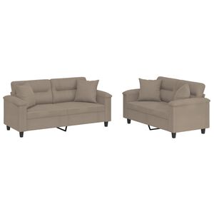 vidaXL Ensemble de canap&eacute;s 2 pcs avec coussins Taupe Tissu microfibre