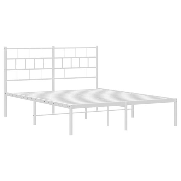 vidaXL Cadre de lit m&eacute;tal sans matelas et t&ecirc;te de lit blanc 160x200 cm