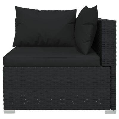 vidaXL Salon de jardin 6 pcs avec coussins Résine tressée Noir