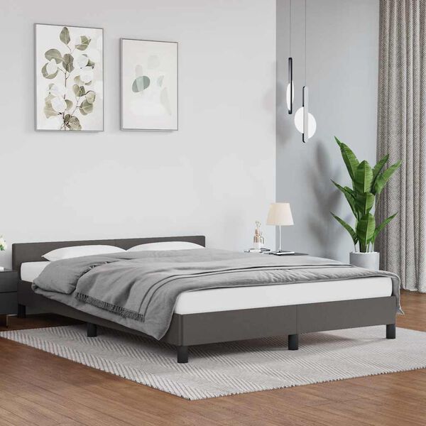 vidaXL Cadre de lit avec t&ecirc;te de lit sans matelas gris 140x190 cm