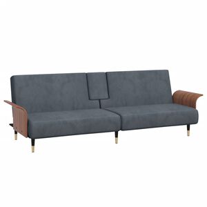 vidaXL Canap&eacute;-lit avec porte-gobelets gris fonc&eacute; velours