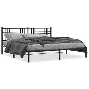 vidaXL Cadre de lit m&eacute;tal sans matelas avec t&ecirc;te de lit noir 183x213cm