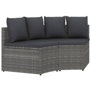 vidaXL Salon de jardin 2 pcs avec coussins R&eacute;sine tress&eacute;e Gris