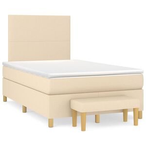 vidaXL Sommier &agrave; lattes de lit avec matelas Cr&egrave;me 120x200 cm Tissu