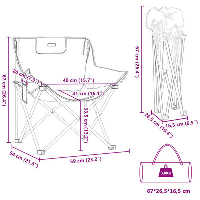 vidaXL Chaise de camping avec poche pliable lot de 2 rose