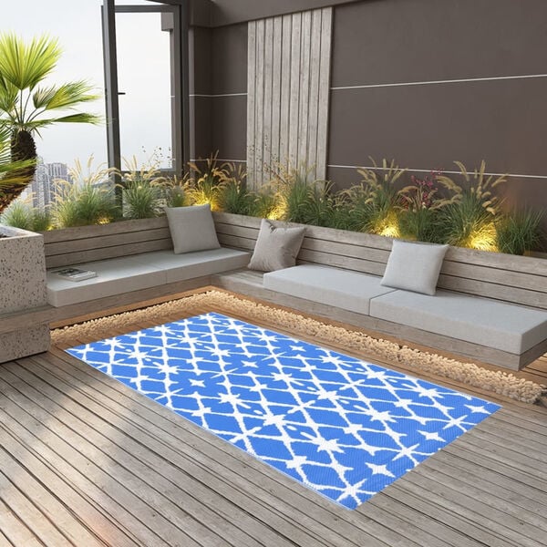 vidaXL Tapis d'ext&eacute;rieur ARAKIL bleu et blanc 80x150 cm PP