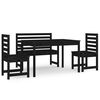 vidaXL Ensemble &agrave; manger de jardin 4 pcs noir bois massif de pin