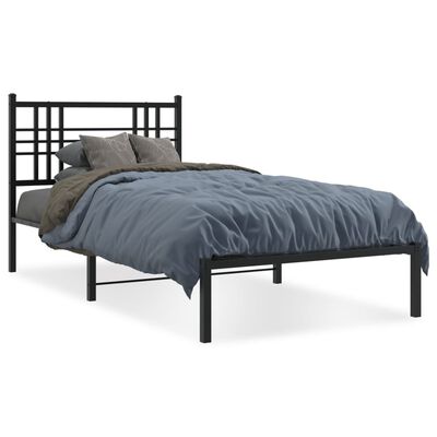 vidaXL Cadre de lit métal sans matelas avec tête de lit noir 100x200cm