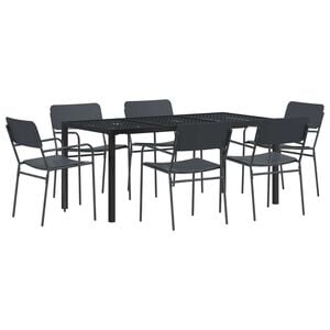 vidaXL Ensemble de meubles d'ext&eacute;rieur 7 pc Anthracite Acier
