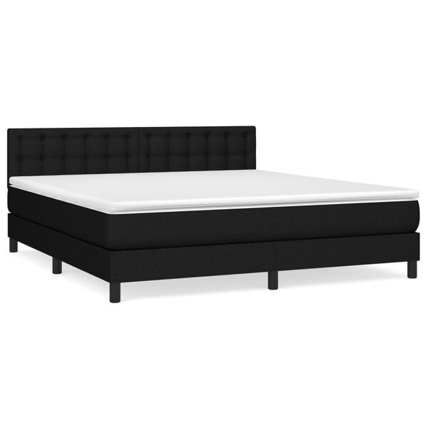 vidaXL Sommier &agrave; lattes de lit avec matelas Noir 160x200 cm Tissu