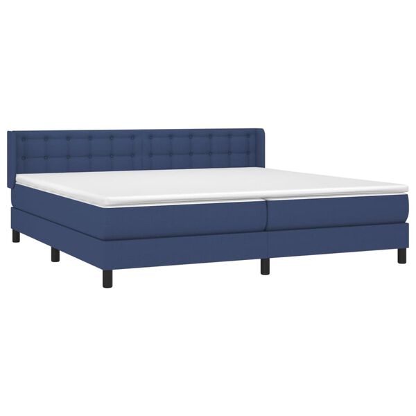 vidaXL Sommier &agrave; lattes de lit avec matelas Bleu 200x200 cm Tissu