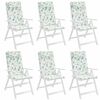 vidaXL Coussins de chaise à dossier haut lot de 6 modèle de feuille