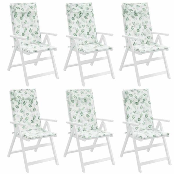 vidaXL Coussins de chaise à dossier haut lot de 6 modèle de feuille
