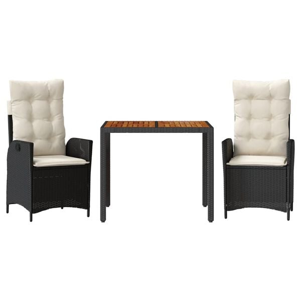 vidaXL Ensemble à manger de jardin coussins 5pcs Noir Résine tressée