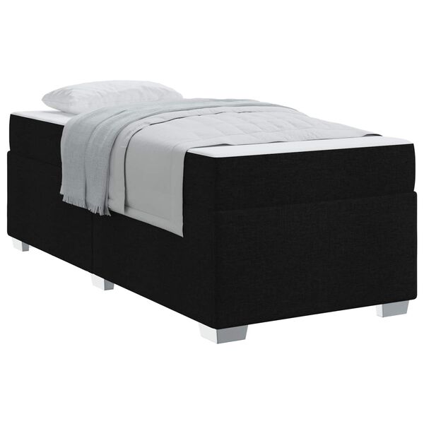 vidaXL Cadre de lit avec matelas Noir 90 x 200 cm tissu