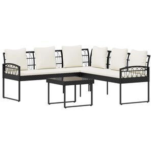 vidaXL Ensemble de canap&eacute; de jardin 2 pc Noir et Cr&egrave;me