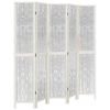 vidaXL Cloison de s&eacute;paration 5 panneaux blanc bois de paulownia massif