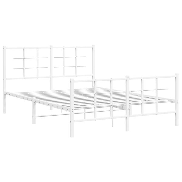 vidaXL Cadre de lit métal sans matelas et pied de lit blanc 140x190 cm