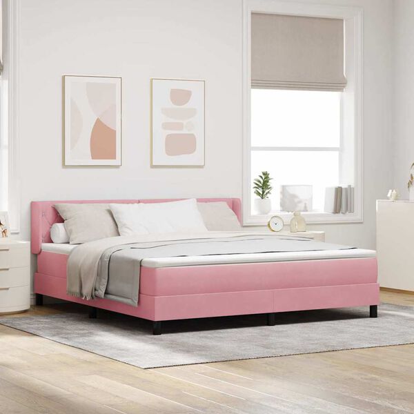 vidaXL Lit &agrave; ressorts avec matelas Rose 200 x 180 cm Velours