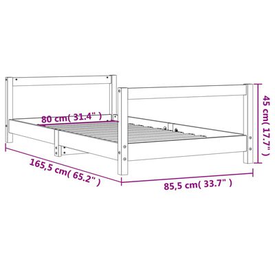 vidaXL Cadre de lit pour enfant noir 80x160 cm bois de pin massif