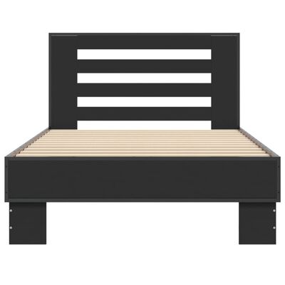 vidaXL Cadre de lit noir 90x200 cm bois d'ingénierie et métal