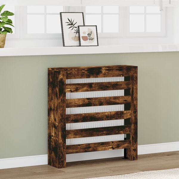 vidaXL Cache-radiateur ch&ecirc;ne fum&eacute; 78x20x82 cm bois d'ing&eacute;nierie