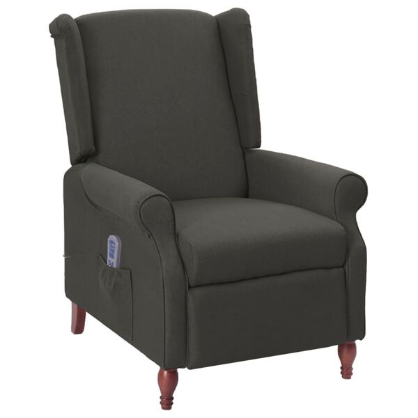 vidaXL Fauteuil inclinable de massage Gris fonc&eacute; Tissu