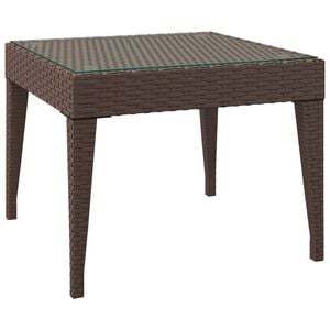 vidaXL Table d'appoint marron 50x50x38 cm poly rotin et verre tremp&eacute;