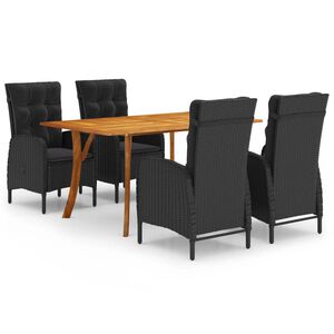 vidaXL Ensemble &agrave; manger de jardin 5 pcs Noir