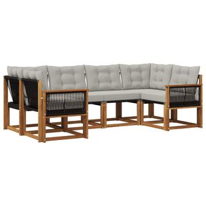 vidaXL Ensemble de canap&eacute;s d'ext&eacute;rieur 6 pc Naturel et Gris clair