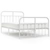 vidaXL Cadre de lit m&eacute;tal sans matelas et pied de lit blanc 120x200 cm