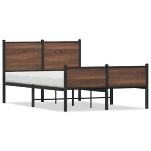 vidaXL Cadre de lit en m&eacute;tal sans matelas ch&ecirc;ne marron 120x200 cm