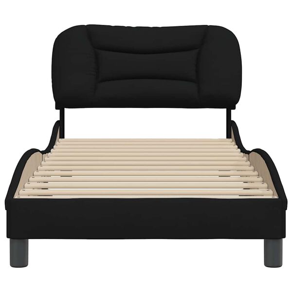 vidaXL Cadre de lit sans matelas Hvar noir 90x190 cm tissu
