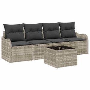 vidaXL Ensemble de canap&eacute; de jardin 5 pcs Gris clair et gris fonc&eacute;