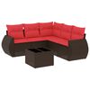 vidaXL Ensemble de canap&eacute; de jardin 6 pcs avec coussins marron r&eacute;sine tress&eacute;e