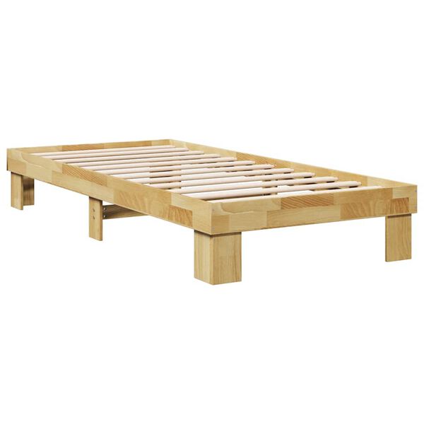 vidaXL Cadre de lit sans matelas 75x190 cm bois massif de ch&ecirc;ne