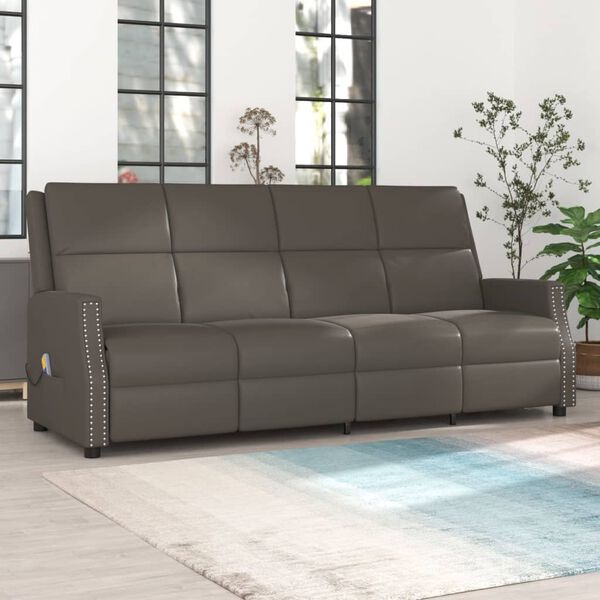 vidaXL Fauteuil de massage inclinable 4 places gris similicuir